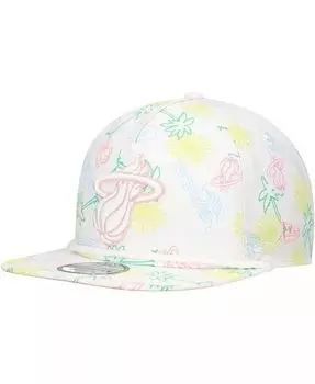Мужская белая регулируемая кепка для гольфиста Miami Heat Palm Trees and Waves New Era, белый