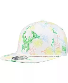 Мужская белая регулируемая кепка для гольфиста Milwaukee Bucks Palm Trees and Waves New Era, белый