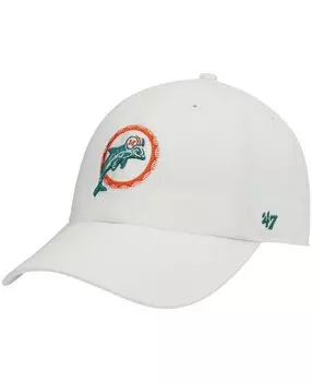 Мужская белая регулируемая кепка Miami Dolphins Clean Up Legacy '47 Brand