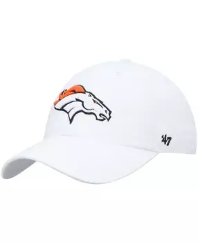 Мужская белая регулируемая шапка Denver Broncos Clean Up '47 Brand