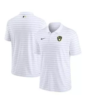 Мужская белая рубашка-поло Milwaukee Brewers Authentic Collection Victory в полоску Performance Nike, белый