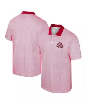 Мужская белая рубашка-поло в полоску с принтом Ohio State Buckeyes Scarlet Ohio State Buckeyes Colosseum, красный