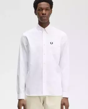 Мужская белая рубашка с длинными рукавами Fred Perry, светло-голубой