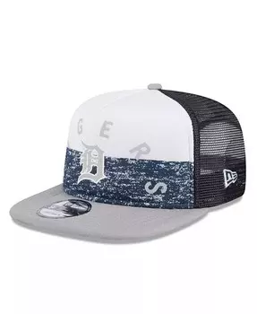 Мужская белая/серая кепка из пеноматериала Detroit Tigers Team с А-образной рамкой Trucker 9FIFTY Snapback New Era, белый