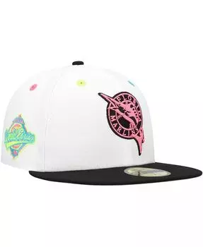 Мужская белая шляпа приталенного цвета Florida Marlins Cooperstown Collection Neon Eye 59FIFTY New Era, белый