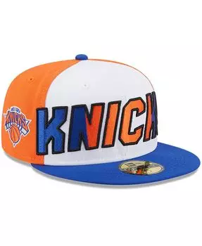 Мужская белая, синяя приталенная шляпа New York Knicks Back Half 9FIFTY New Era