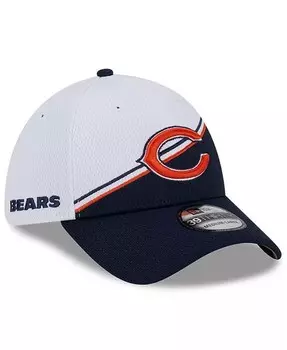 Мужская белая, темно-синяя кепка Chicago Bears 2023 Sideline 39THIRTY Flex Hat New Era, белый