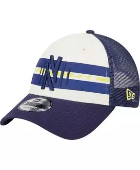 Мужская белая, темно-синяя кепка Nashville Sc Team Stripes 9Forty Trucker Snapback New Era