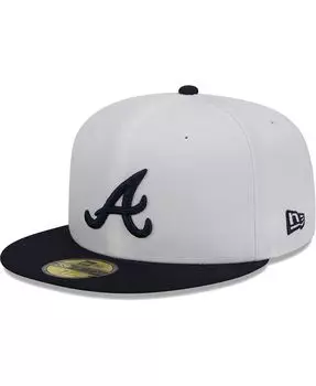 Мужская белая, темно-синяя приталенная шляпа Atlanta Braves Optic 59FIFTY New Era