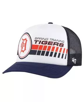 Мужская белая, темно-синяя регулируемая кепка Detroit Tigers 2024 Spring Training Foam Trucker '47 Brand, белый