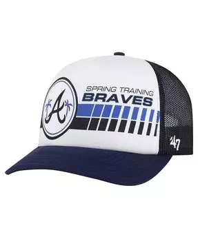 Мужская белая, темно-синяя регулируемая шапка Atlanta Braves 2024 Spring Training Foam Trucker '47 Brand, белый