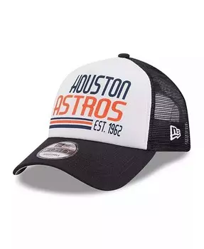 Мужская белая, темно-синяя регулируемая шляпа Houston Astros Stacked A-Frame Trucker 9FORTY New Era, белый