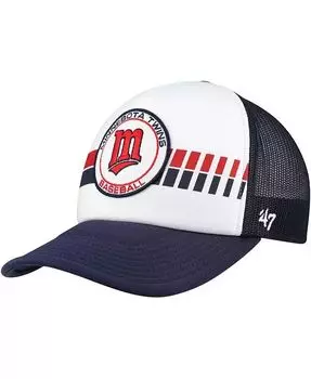 Мужская белая/темно-синяя регулируемая шляпа Minnesota Twins Cooperstown Collection Pack Express Trucker '47 Brand, синий