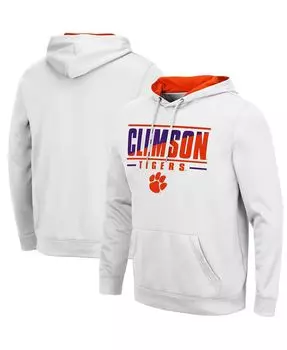 Мужская белая толстовка с капюшоном clemson tigers slash stack 2.0 pullover Colosseum, белый