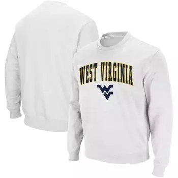 Мужская белая толстовка с круглым вырезом с аркой и логотипом West Virginia Mountaineers Colosseum