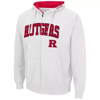 Мужская белая толстовка с молнией во всю длину Rutgers Scarlet Knights Arch & Logo 3.0 Colosseum
