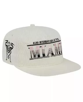 Мужская белая вельветовая регулируемая кепка для гольфиста Inter Miami CF Throwback New Era, белый