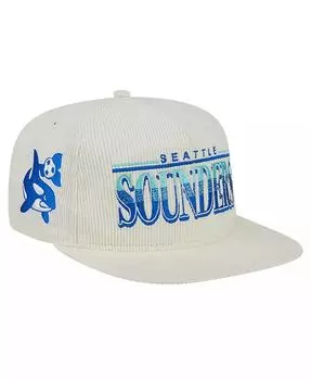 Мужская белая вельветовая регулируемая кепка для гольфиста Seattle Sounders FC Throwback New Era, белый