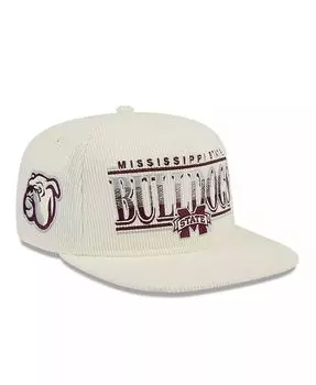 Мужская белая вельветовая шляпа Snapback для гольфиста Mississippi State Bulldogs Throwback New Era, бежевый