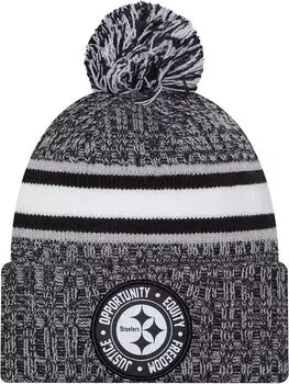 Мужская белая вязаная шапка New Era Pittsburgh Steelers 2023 Inspire Change