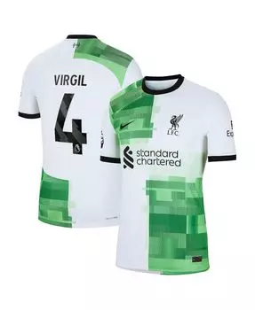 Мужская белая выездная футболка Virgil van Dijk Liverpool 2023/24 Authentic Player Nike