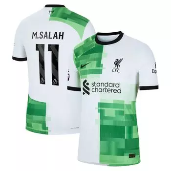 Мужская белая выездная майка игрока Mohamed Salah Liverpool 2023/24 Nike