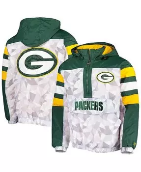 Мужская белая, зеленая куртка с капюшоном и полумолнией на молнии Green Bay Packers Tuesday Night Gridiron Raglan Starter, белый