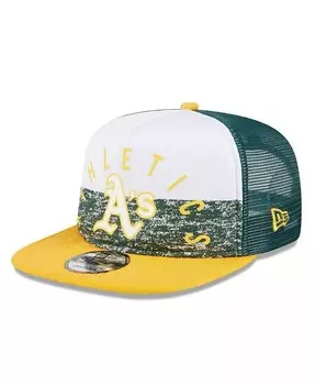 Мужская белая/золотая кепка Oakland Athletics Team из пеноматериала с А-образной рамкой спереди Trucker 9FIFTY Snapback New Era, белый