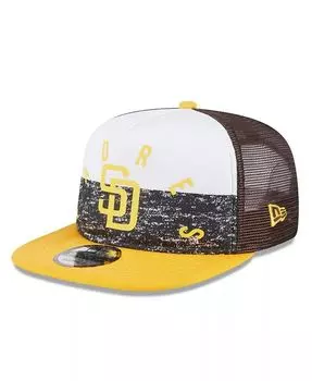 Мужская белая/золотая кепка San Diego Padres Team из пенопласта с А-образной рамкой Trucker 9FIFTY Snapback New Era, белый