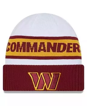 Мужская бело-бордовая вязаная шапка Washington Commanders 2023 Sideline Tech с манжетами New Era, белый