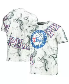Мужская бело-черная асимметричная футболка Philadelphia 76Ers Bold Smoke FISLL, белый