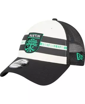 Мужская бело-черная кепка Austin FC Team Stripes 9FORTY Trucker Snapback New Era