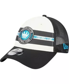 Мужская бело-черная кепка Charlotte FC Team Stripes 9FORTY Trucker Snapback New Era