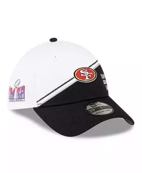 Мужская бело-черная кепка San Francisco 49ers Super Bowl LVIII Sideline 39THIRTY Flex Fit New Era, белый