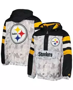 Мужская бело-черная куртка с капюшоном и полумолнией на молнии Pittsburgh Steelers Tuesday Night Gridiron Raglan Starter, белый