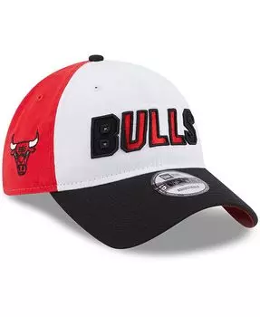 Мужская бело-черная регулируемая кепка Chicago Bulls с задней половиной 9TWENTY New Era