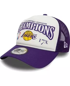 Мужская бело-фиолетовая кепка Snapback 9FORTY Trucker Los Angeles Lakers с 17-кратной победой в Лиге чемпионов New Era