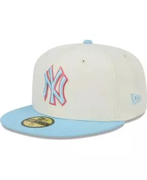 Мужская бело-голубая приталенная шляпа New York Yankees Spring Color, двухцветная 59FIFTY New Era