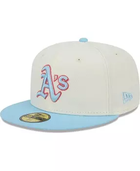 Мужская бело-голубая приталенная шляпа Oakland Athletics Spring Color, двухцветная 59FIFTY New Era
