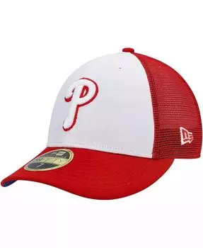 Мужская бело-красная кепка Philadelphia Phillies 2023 для тренировок на поле, низкопрофильная шляпа 59FIFTY New Era, белый