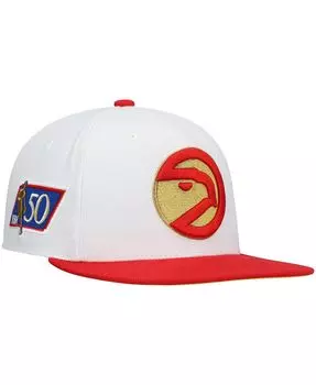Мужская бело-красная кепка Snapback в честь 50-летия Atlanta Hawks Hardwood Classics Mitchell & Ness