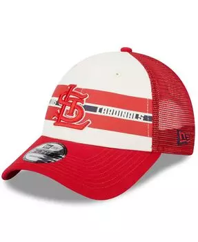 Мужская бело-красная кепка St. Louis Cardinals Team Stripe Trucker 9Forty Snapback New Era