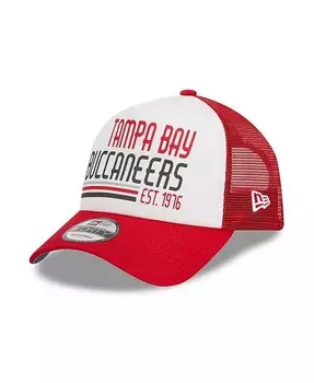 Мужская бело-красная регулируемая кепка Tampa Bay Buccaneers Stacked A-Frame Trucker 9FORTY New Era, белый