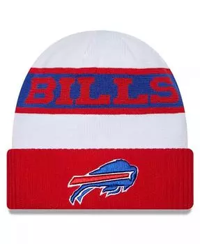 Мужская бело-красная вязаная шапка Buffalo Bills 2023 Sideline Tech с манжетами New Era, белый