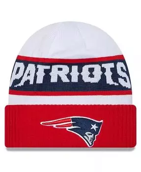 Мужская бело-красная вязаная шапка New England Patriots 2023 Sideline Tech с манжетами New Era, белый