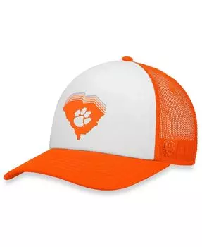 Мужская бело-оранжевая кепка Clemson Tigers Tone Down Trucker Snapback Top of the World