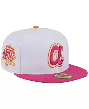 Мужская бело-розовая приталенная шляпа Atlanta Braves 150th Team Anniversary 59FIFTY New Era