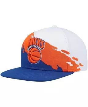 Мужская бело-синяя кепка New York Knicks Hardwood Classics Paintbrush Snapback Mitchell & Ness