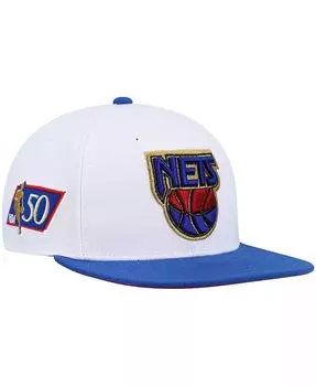 Мужская бело-синяя шляпа Snapback New Jersey Nets Hardwood Classics в честь 50-летия Mitchell & Ness, белый