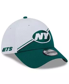 Мужская бело-зеленая гибкая кепка New York Jets 2023 NFL Sideline 39THIRTY New Era